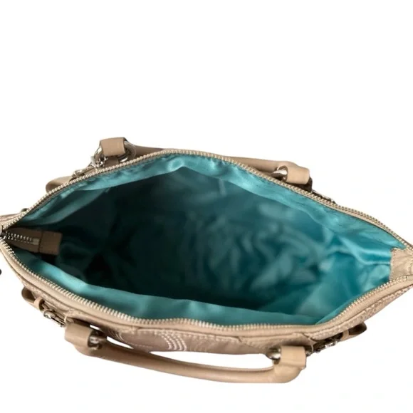 Coach Madison Vintage Dotted Op Art Sophia Satchel with Turquoise Interior - Picture 9 of 16